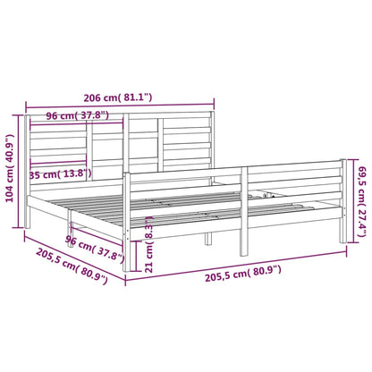 Bed Frame without Mattress White Solid Wood 200x200 cm