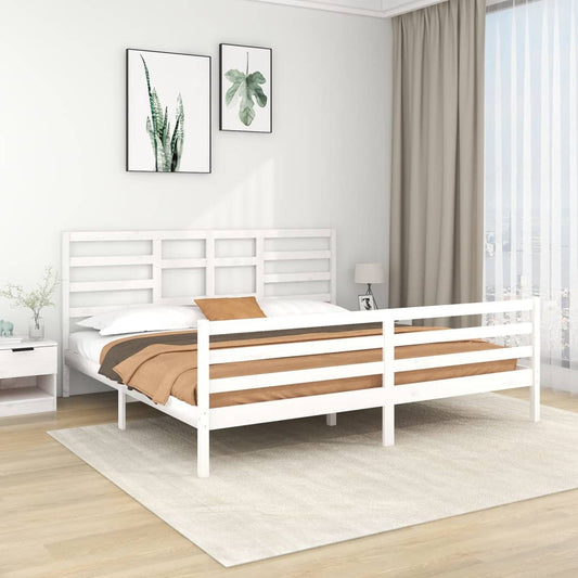 Bed Frame without Mattress White Solid Wood 200x200 cm