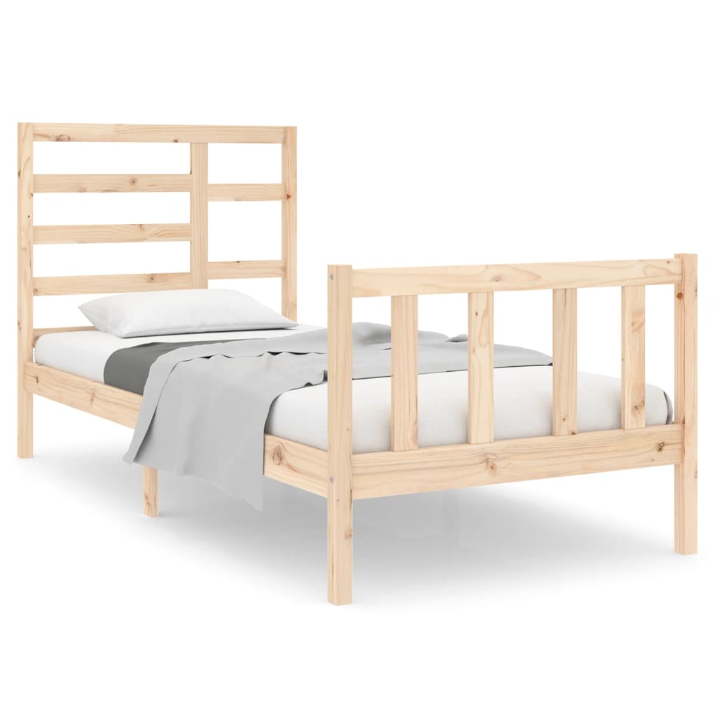 Bed Frame without Mattress Solid Wood 75x190 cm Small Single