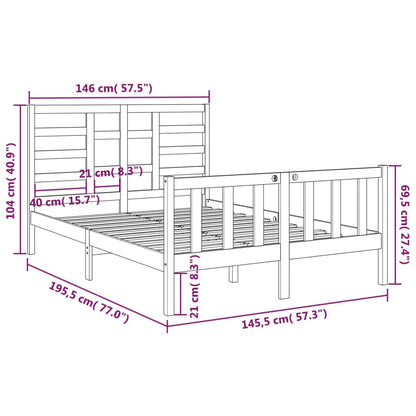 Bed Frame without Mattress Solid Wood 140x190 cm