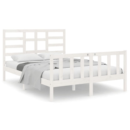 Bed Frame without Mattress White Solid Wood 140x190 cm