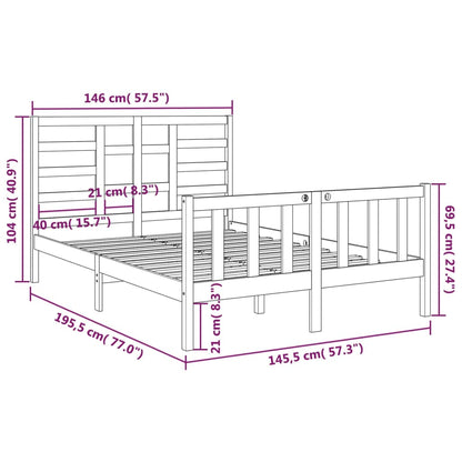 Bed Frame without Mattress White Solid Wood 140x190 cm