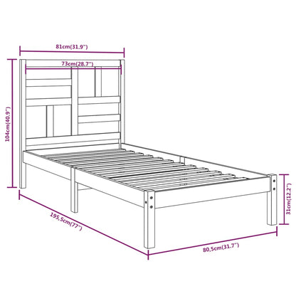 Bed Frame without Mattress White Solid Wood 75x190 cm Small Single
