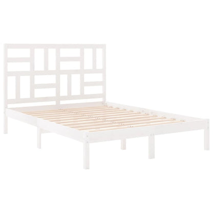 Bed Frame without Mattress White Solid Wood 120x190 cm Small Double