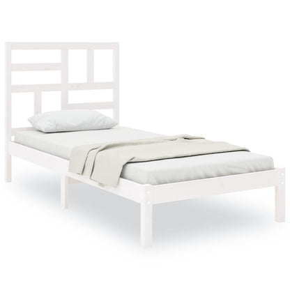 Bed Frame without Mattress White Solid Wood 100x200 cm