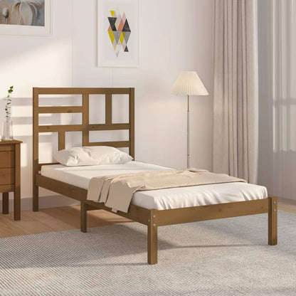 Bed Frame without Mattress Honey Brown Solid Wood 100x200 cm