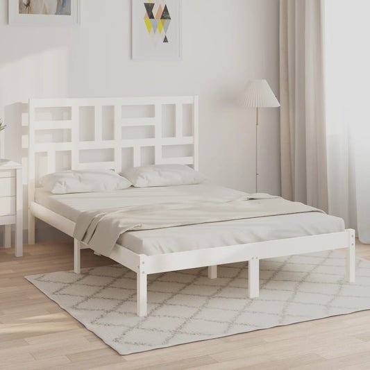 Bed Frame without Mattress White Solid Wood 120x200 cm