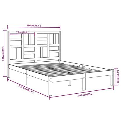 Bed Frame without Mattress Solid Wood 160x200 cm