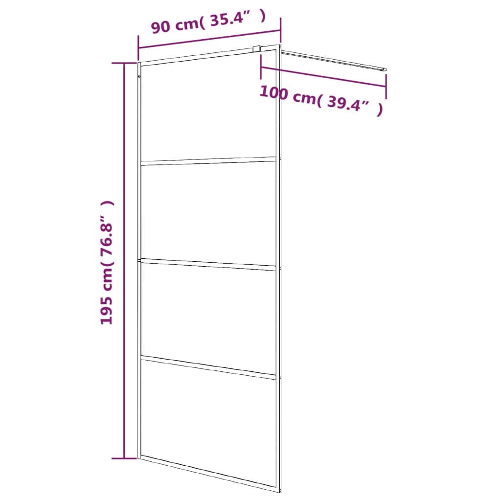 Walk-in Shower Wall White 90x195 cm Clear ESG Glass