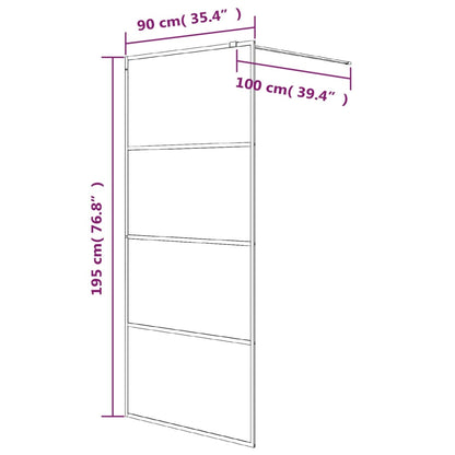 Walk-in Shower Wall White 90x195 cm Clear ESG Glass