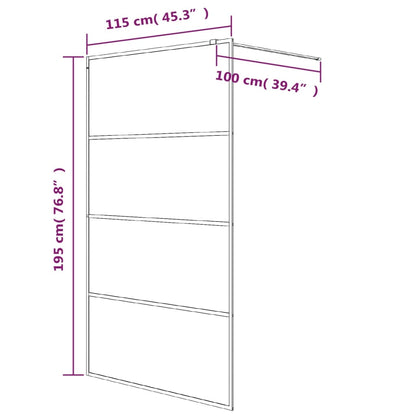 Walk-in Shower Wall White 115x195 cm Clear ESG Glass