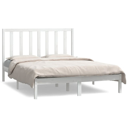 Bed Frame without Mattress White 140x190 cm Solid Wood Pine