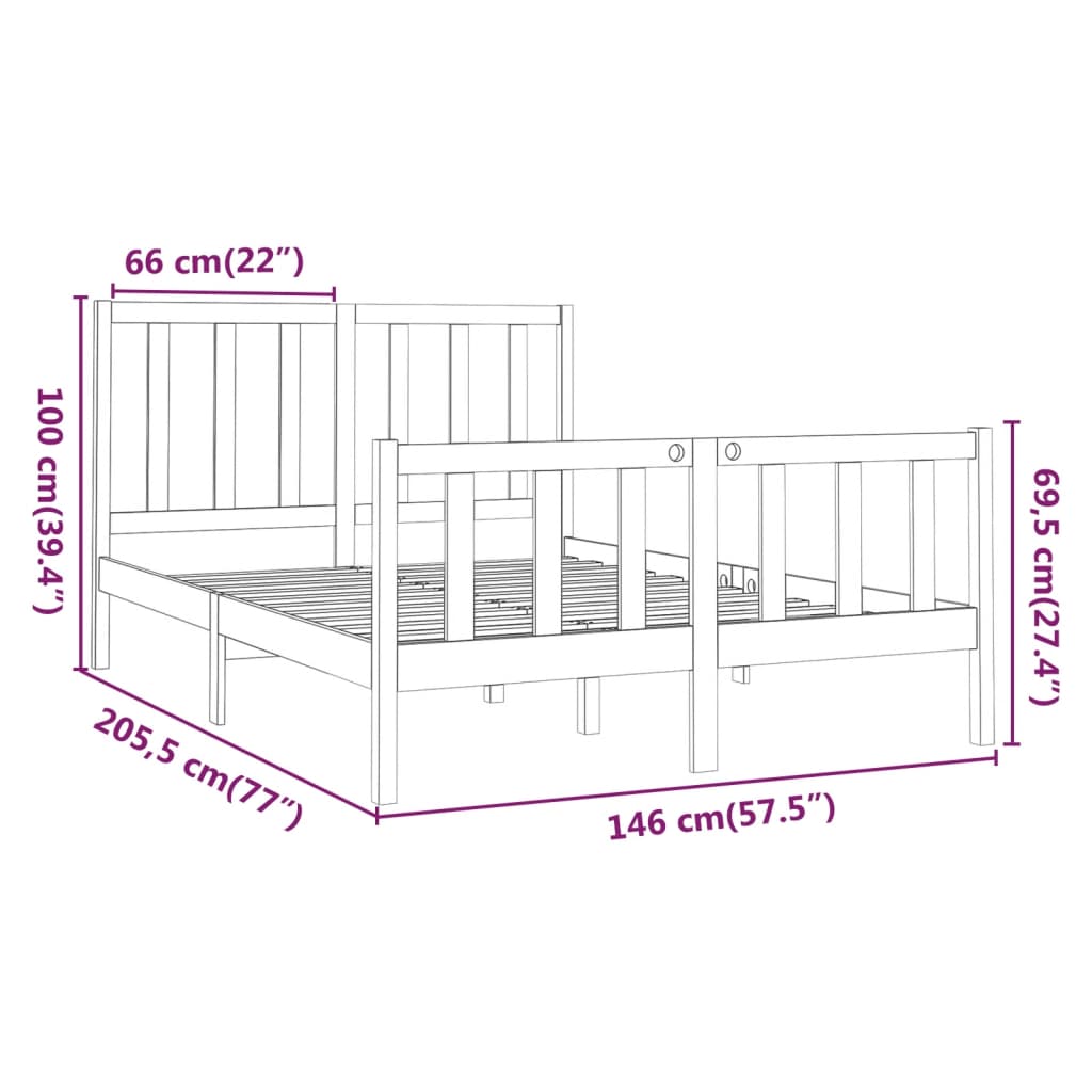 Bed Frame without Mattress White 140x190 cm Solid Wood Pine