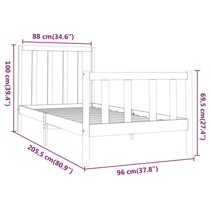 Bed Frame without Mattress 90x200 cm Solid Wood Pine