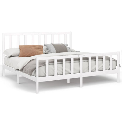 Bed Frame without Mattress White 200x200 cm  Solid Wood Pine