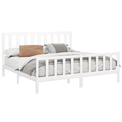 Bed Frame without Mattress White 200x200 cm  Solid Wood Pine