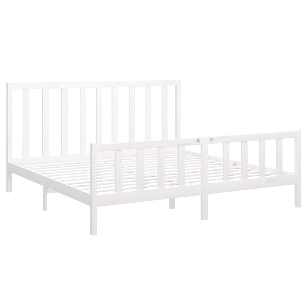 Bed Frame without Mattress White 200x200 cm  Solid Wood Pine