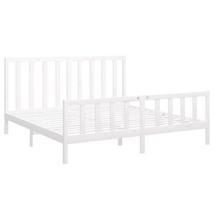 Bed Frame without Mattress White 200x200 cm  Solid Wood Pine