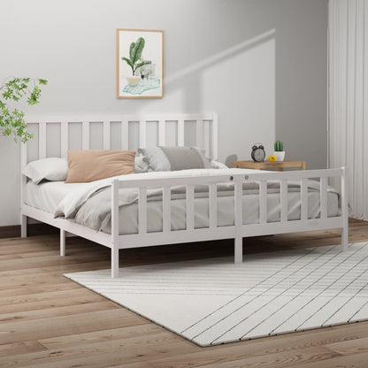 Bed Frame without Mattress White 200x200 cm  Solid Wood Pine
