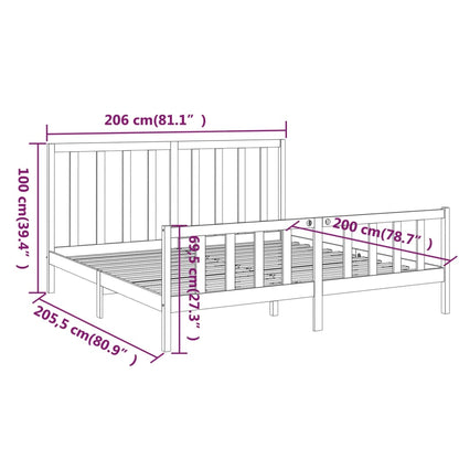 Bed Frame without Mattress Grey 200x200 cm  Solid Wood Pine