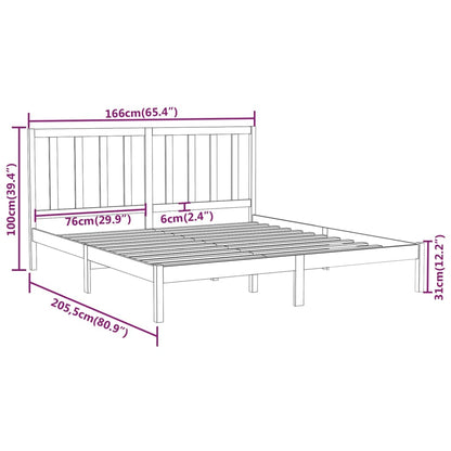 Bed Frame without Mattress White 160x200 cm Solid Wood