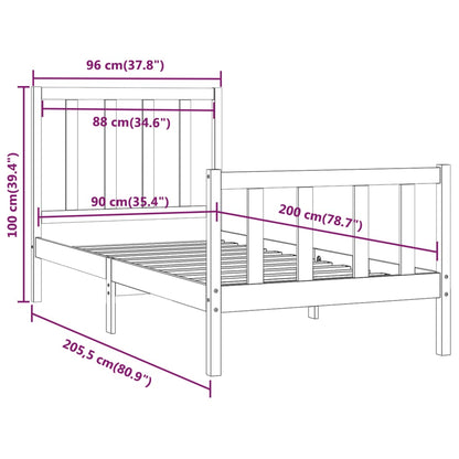 Bed Frame without Mattress 90x200 cm Solid Wood