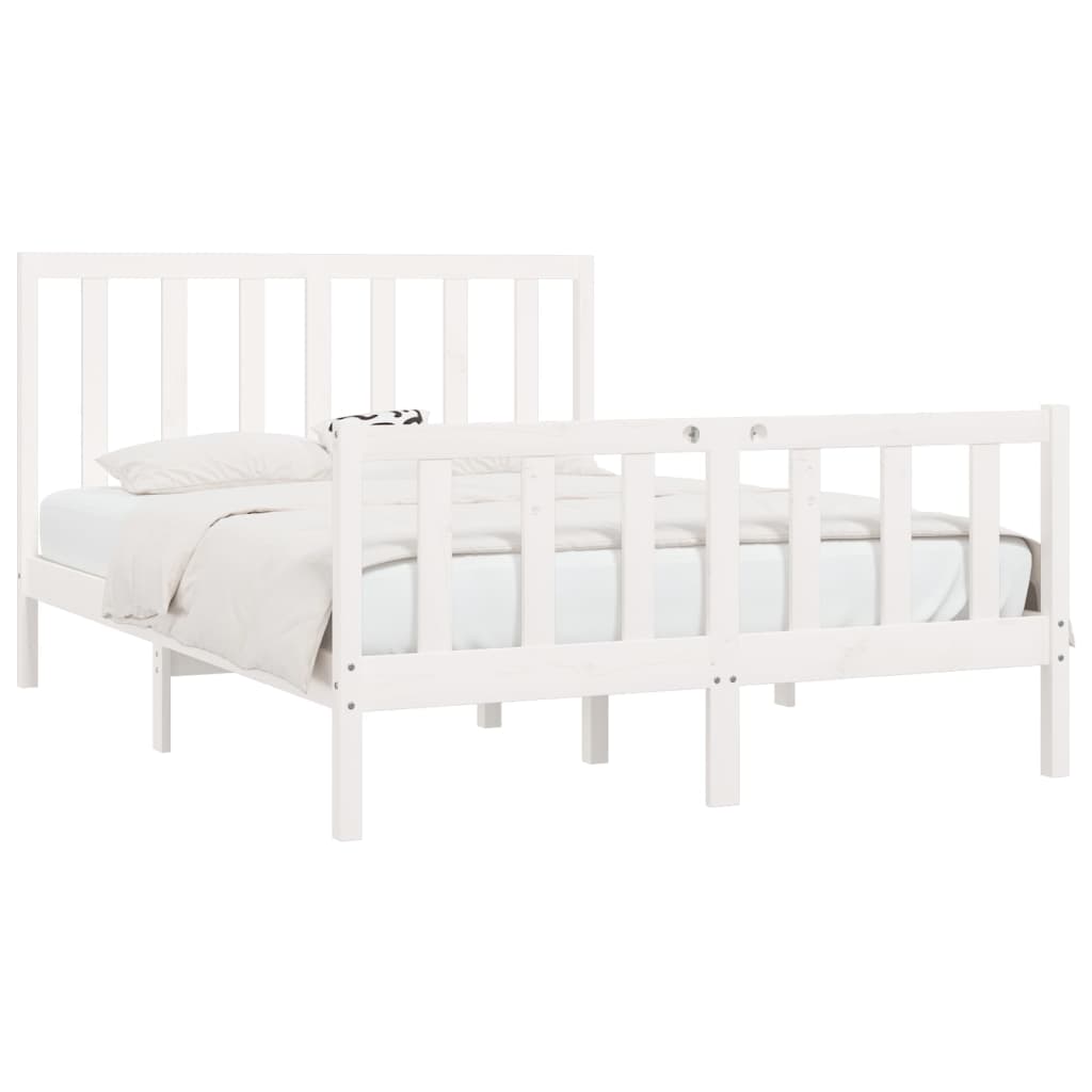 Bed Frame without Mattress White 160x200 cm Solid Wood