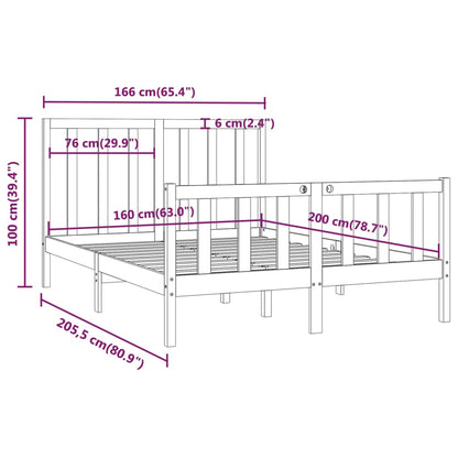 Bed Frame without Mattress White 160x200 cm Solid Wood