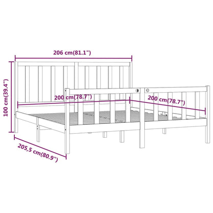 Bed Frame without Mattress Grey 200x200 cm Solid Wood
