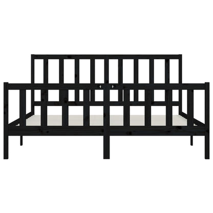 Bed Frame without Mattress Black 200x200 cm Solid Wood