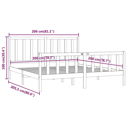 Bed Frame without Mattress Black 200x200 cm Solid Wood