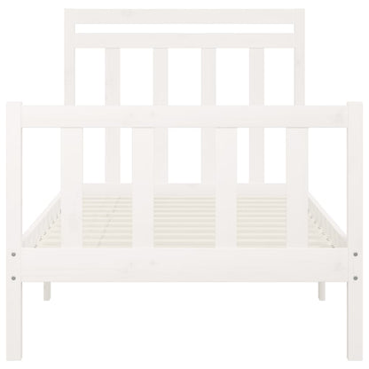 Bed Frame without Mattress White Solid Wood Pine 100x200 cm
