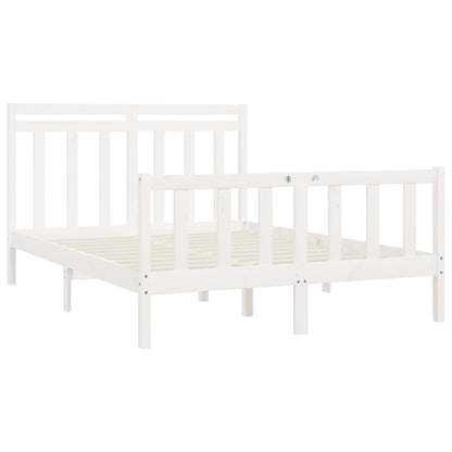Bed Frame without Mattress White Solid Wood Pine 160x200 cm