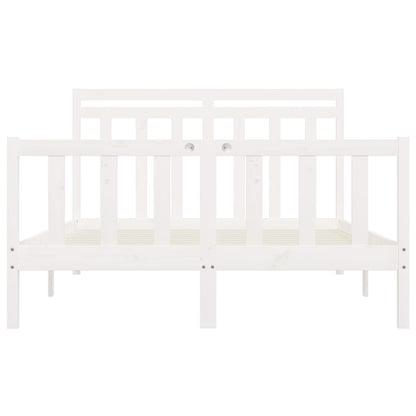 Bed Frame without Mattress White Solid Wood Pine 160x200 cm