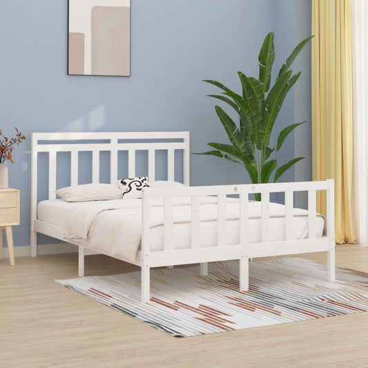 Bed Frame without Mattress White Solid Wood Pine 160x200 cm