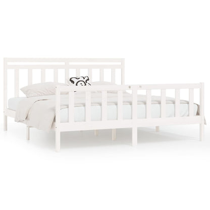 Bed Frame without Mattress White Solid Wood Pine 200x200 cm