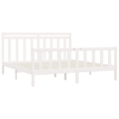 Bed Frame without Mattress White Solid Wood Pine 200x200 cm