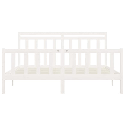 Bed Frame without Mattress White Solid Wood Pine 200x200 cm