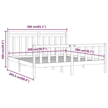 Bed Frame without Mattress White Solid Wood Pine 200x200 cm