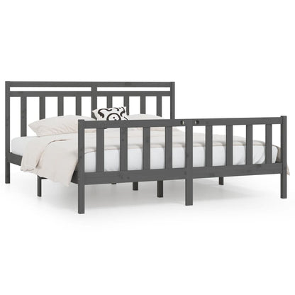 Bed Frame without Mattress Grey Solid Wood Pine 200x200 cm