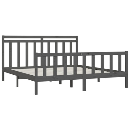 Bed Frame without Mattress Grey Solid Wood Pine 200x200 cm