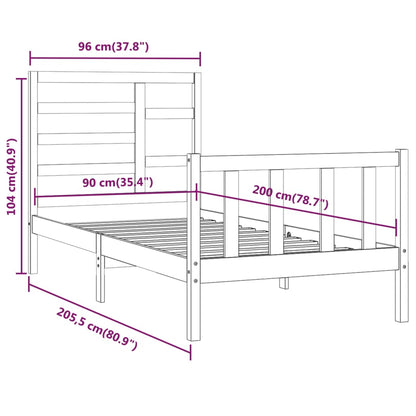 Bed Frame without Mattress 90x200 cm Solid Wood Pine