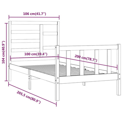 Bed Frame without Mattress 100x200 cm Solid Wood Pine
