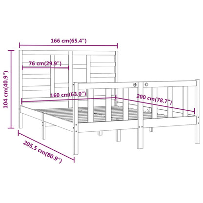 Bed Frame without Mattress White 160x200 cm Solid Wood Pine