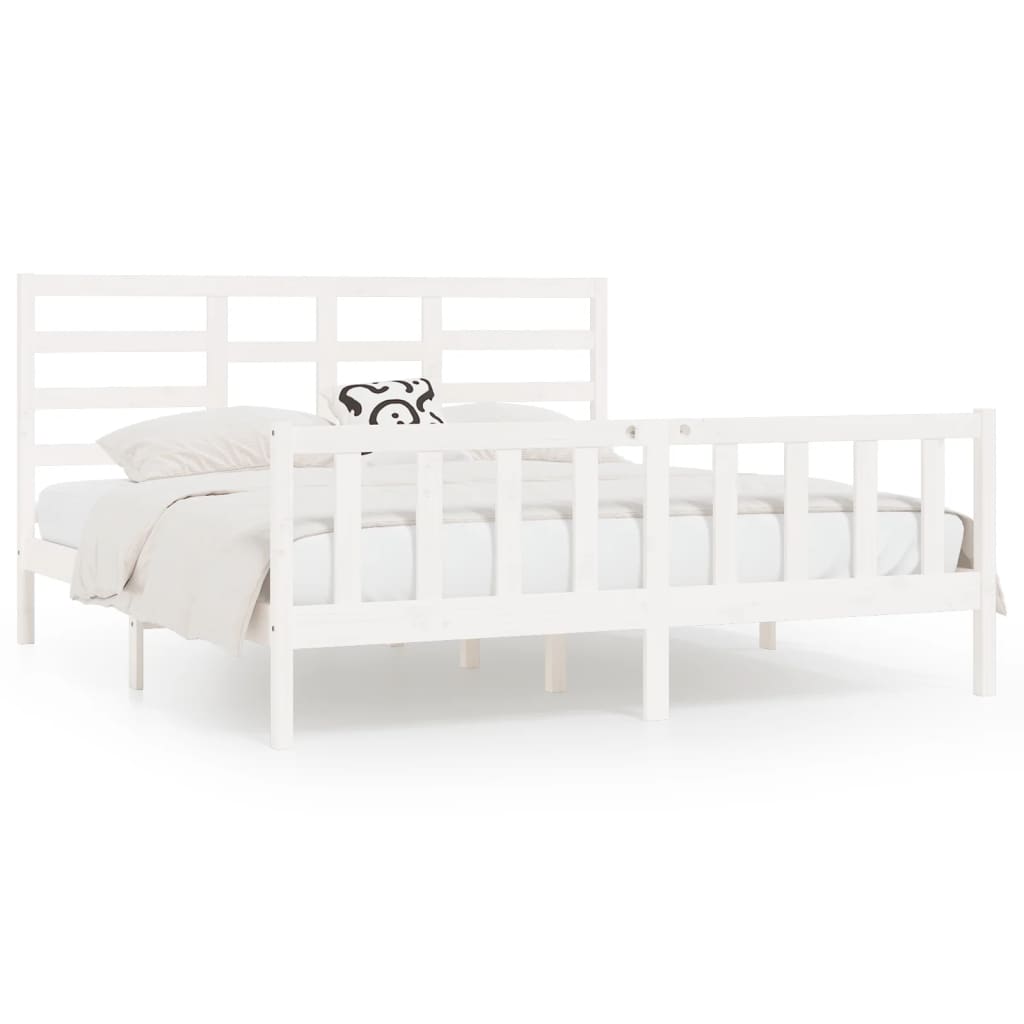Bed Frame without Mattress White 200x200 cm Solid Wood Pine