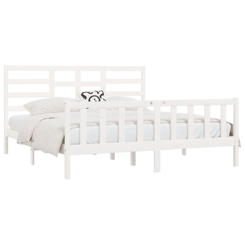 Bed Frame without Mattress White 200x200 cm Solid Wood Pine