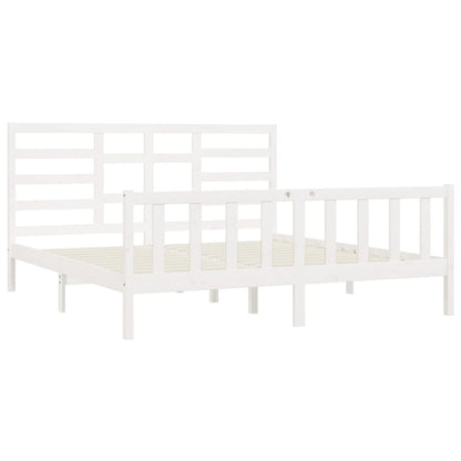 Bed Frame without Mattress White 200x200 cm Solid Wood Pine