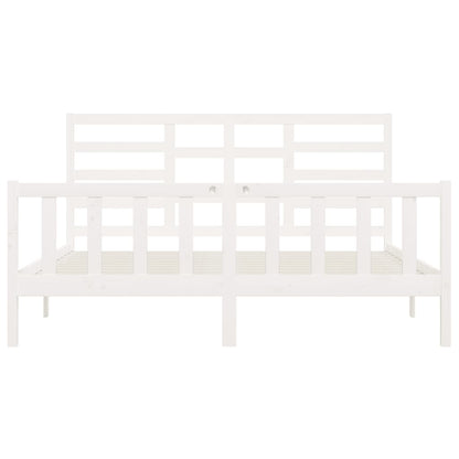 Bed Frame without Mattress White 200x200 cm Solid Wood Pine