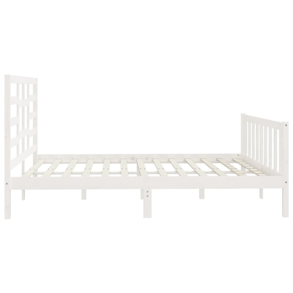 Bed Frame without Mattress White 200x200 cm Solid Wood Pine