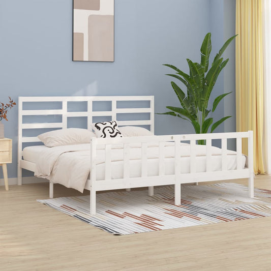 Bed Frame without Mattress White 200x200 cm Solid Wood Pine